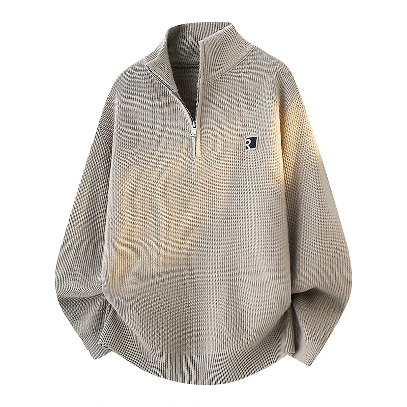 侨迪蒙拉轻奢潮牌半拉链立领男士针织衫潮牌加厚保暖肌理感毛衣