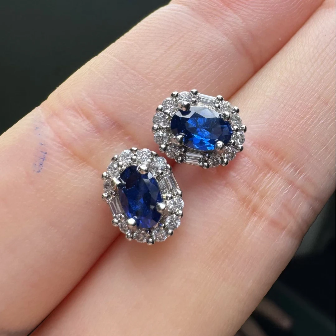 合成(培育)尖晶石气质时尚-精工合金培育耳饰632