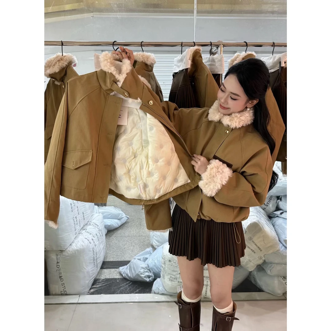 5666冬季新款派克服羽羽高级感巨好看拼羊羔（衣长65左右）