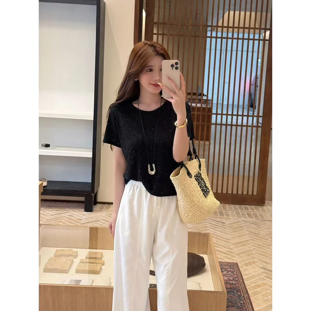 【饼干私服】正肩重工亮片休闲松弛感上衣XH0145