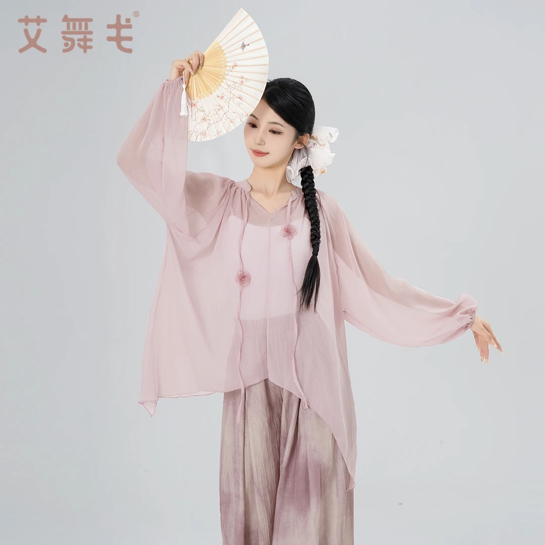 古典舞蹈服女夏季新款飘逸身韵纱衣中国舞练功服现代舞宽松训练服