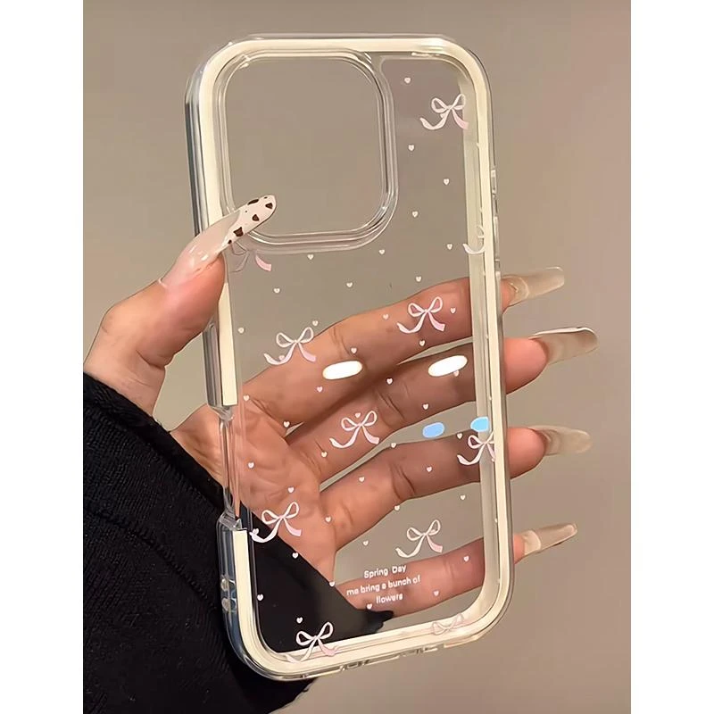 奥菲顿粉爱心蝴蝶结适用iPhone16/15pro二合一手机壳苹果141312套