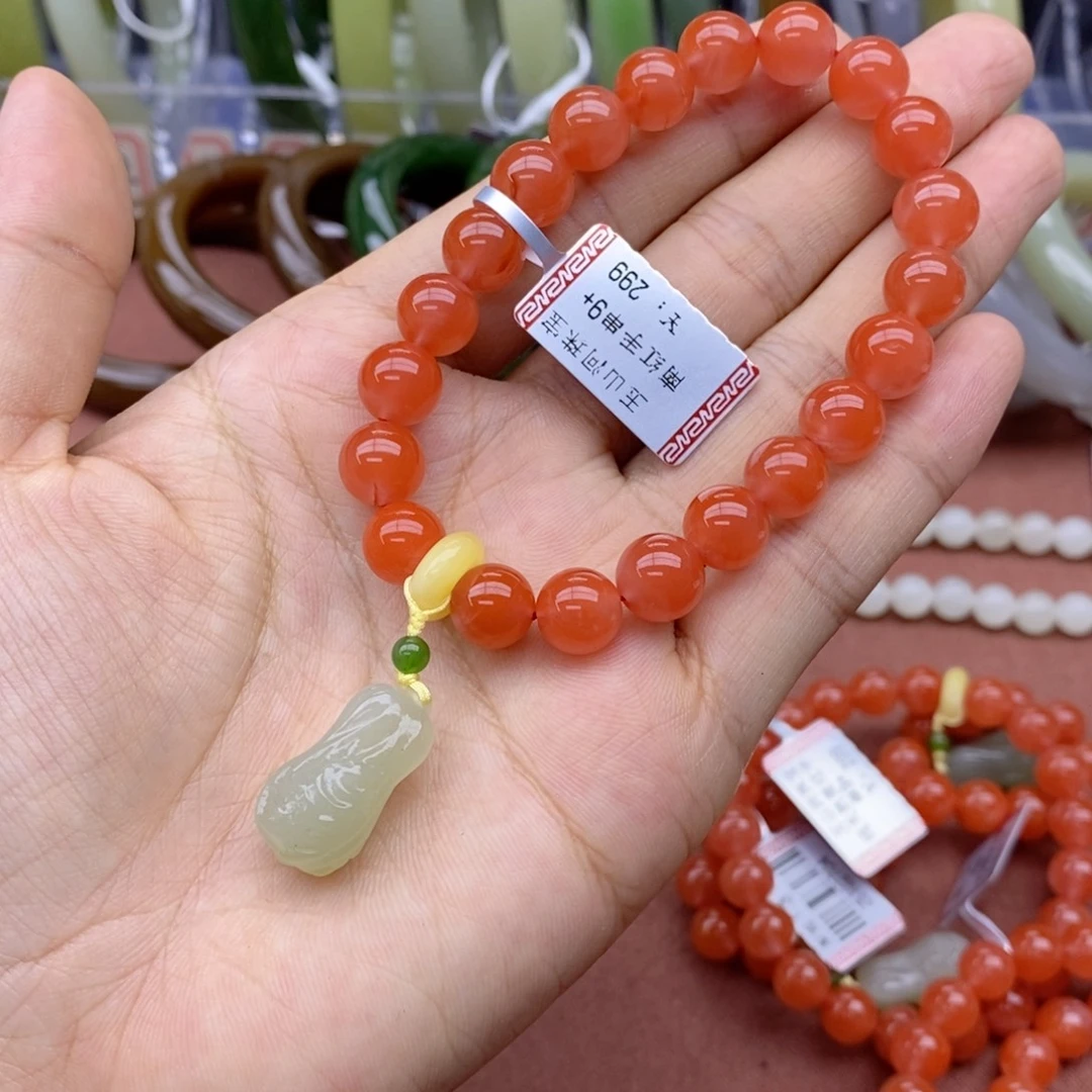 闲***人南红玛瑙未镶嵌手串卡9