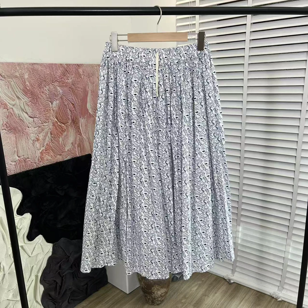 日系百搭松紧腰「碎花舒适透气」A字半身裙E5509