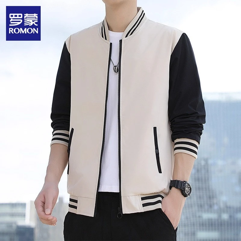 罗蒙男士运动夹克2025年秋季新款潮流棒球服上衣百搭休闲外套男装