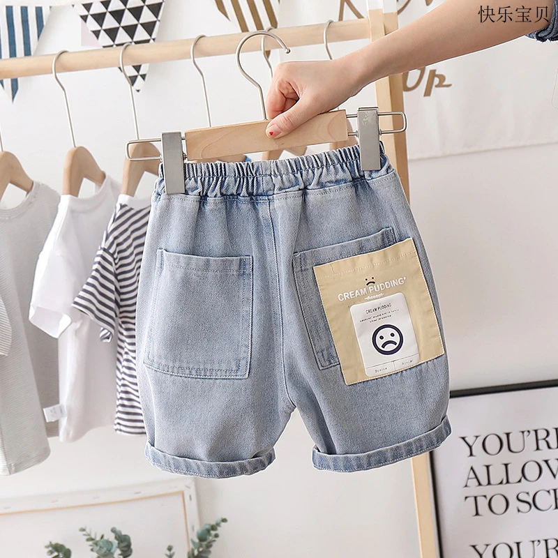 儿童裤子男款新款夏季童裤萌系列休闲男童牛仔短裤可爱恐龙四分裤