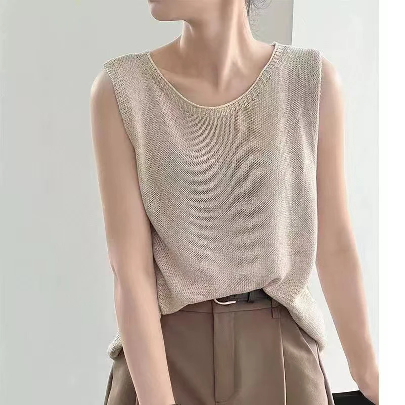孤品NO退NＯ换 亚麻吊带背心女夏季外穿内搭轻薄无袖针织上衣