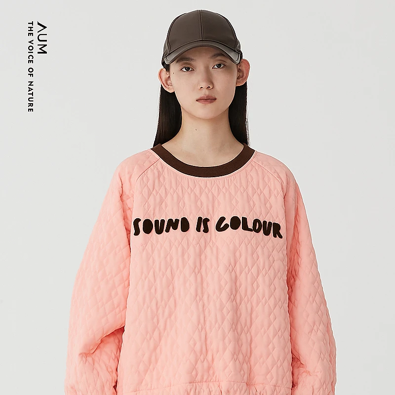 【妍妍精选】AUM/噢姆秋冬宽松休闲圆领拼色长袖时尚卫衣M1CX43181