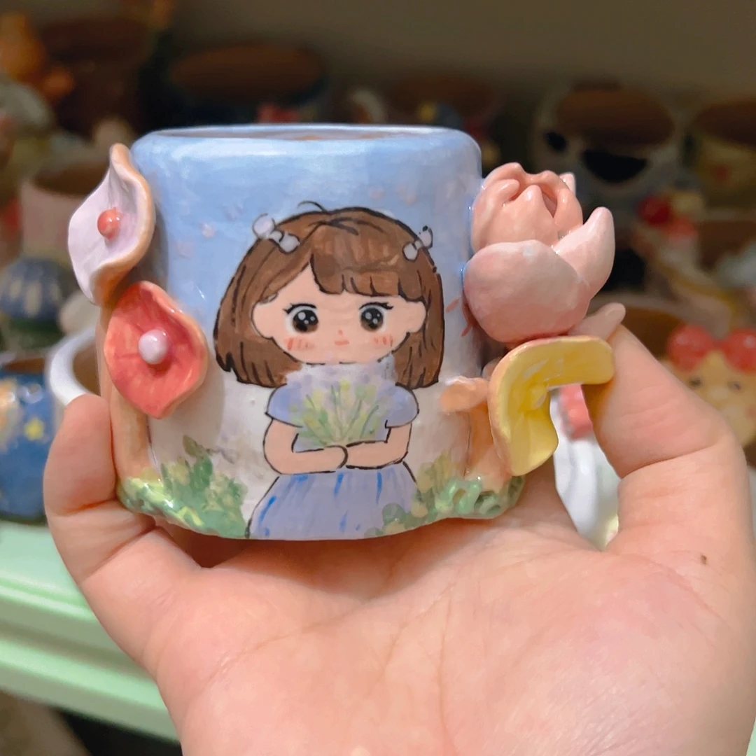 圣诞微瑕荷花女孩福福多肉花盆