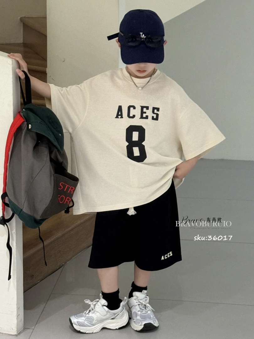 【6017】夏季新款！儿童短袖套装