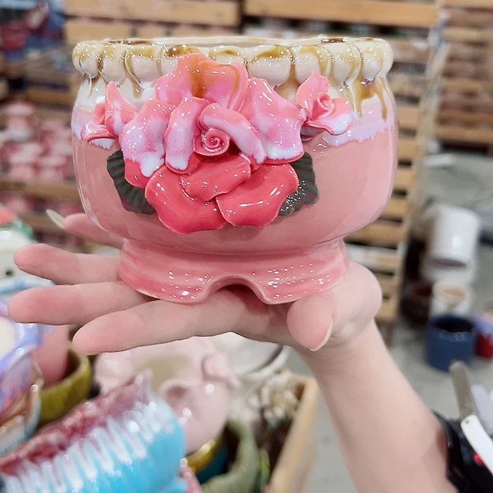 有孔.凑满10元发货多肉陶瓷花盆！