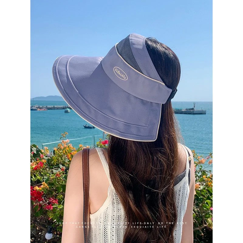 大帽檐防晒帽子女款2025新款夏季遮阳帽防紫外线渔夫帽空顶太阳帽
