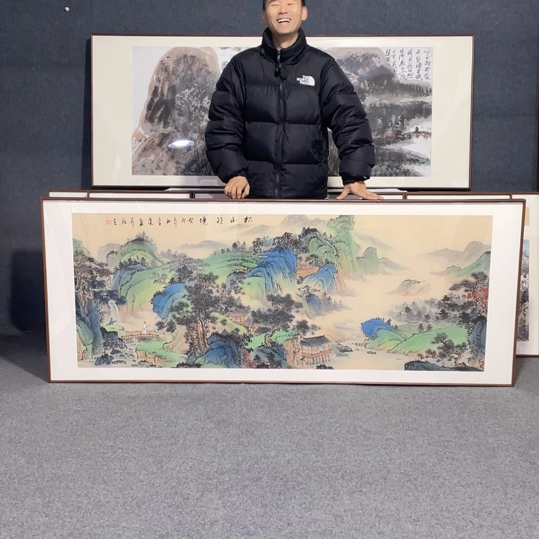 国画手绘画作品带框发