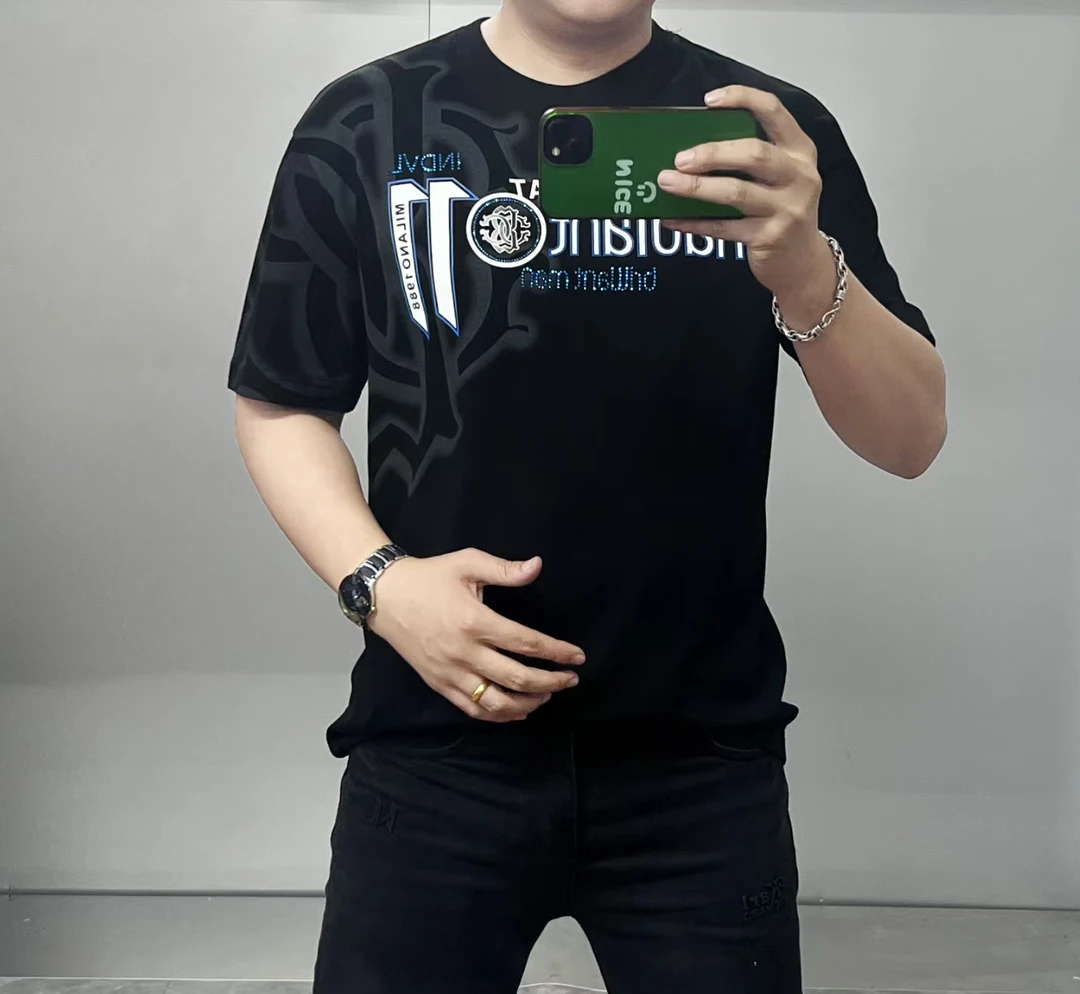 高品质春夏季时尚潮流轻奢爆款个性百搭男士休闲修身短袖T恤8805