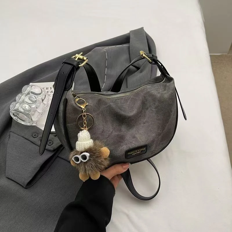 韩版质感复古小包包女包新款休闲百搭通勤小挎包单肩斜挎包饺子包