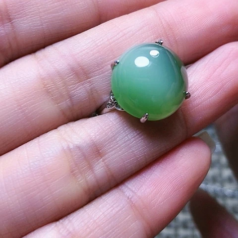 和田玉戒指银S925镶嵌