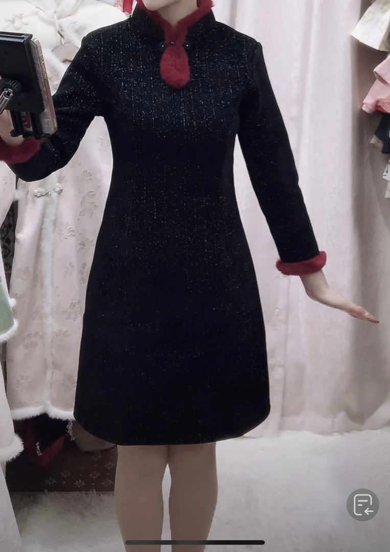 【2048 俏佳人 显瘦黑】显瘦气质修身优雅复古中国风旗袍