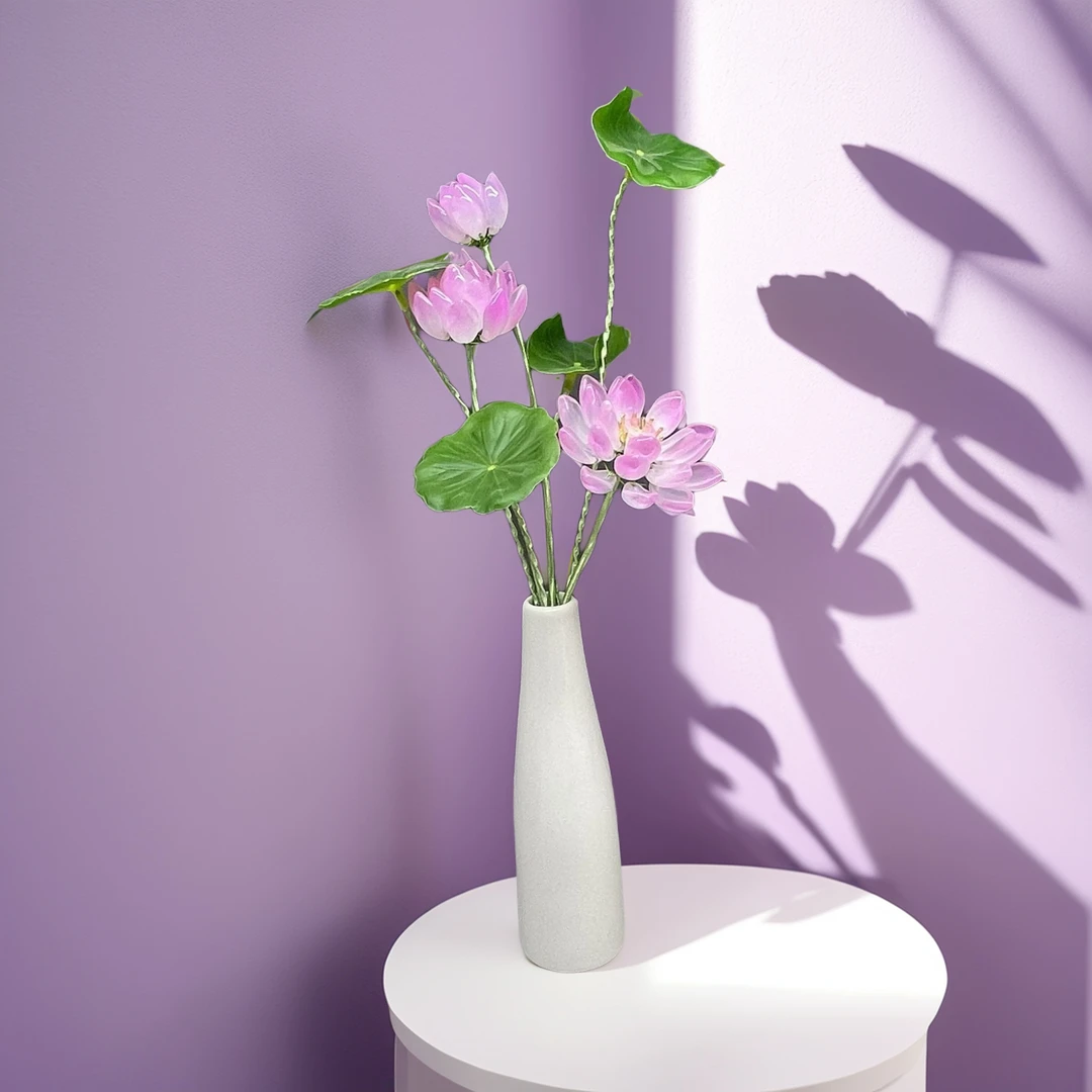 【成品】琉璃荷花电视柜家装客厅餐桌饰品书房仿真花创意陶瓷玄关