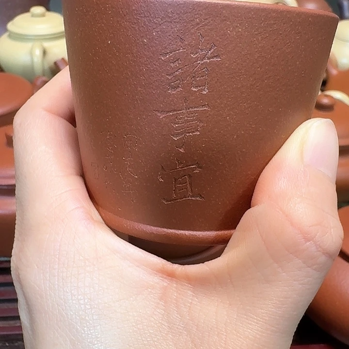 紫砂茶壶红降坡半手工120毫升