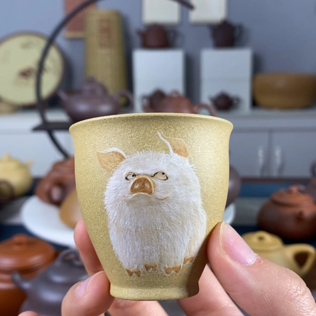 紫砂茶壶元旦福利堆绘杯子
