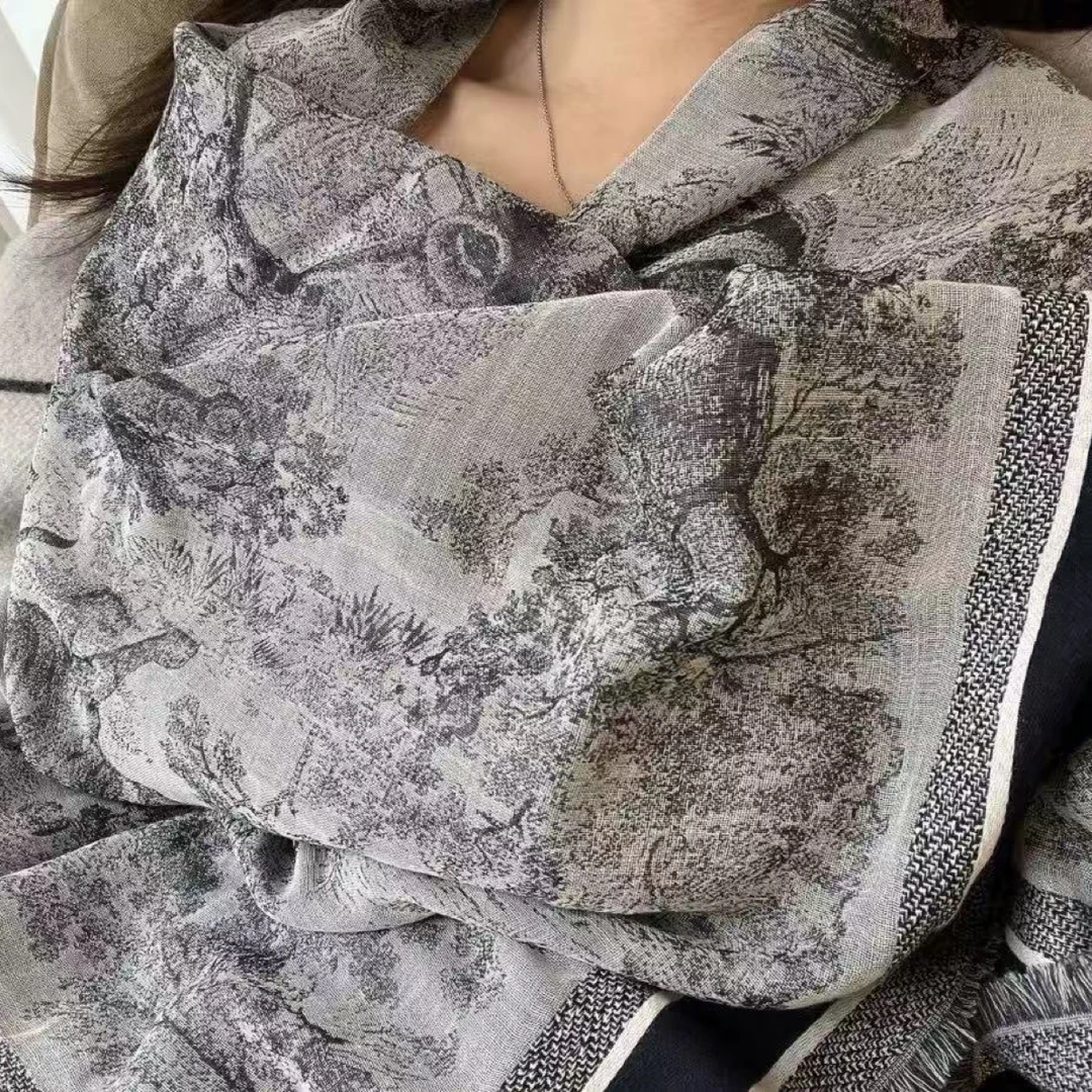 高端丛林动物140方巾双层色织围巾披肩4180