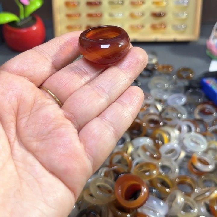 未镶嵌戒指玛瑙/玉髓火*面