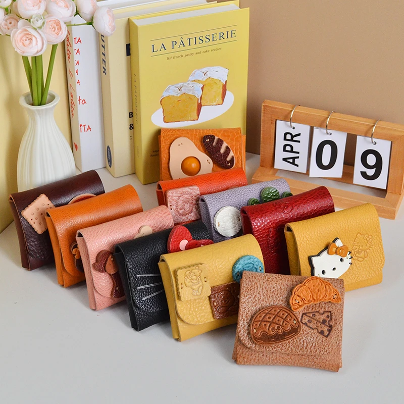 熊花花 治愈系卡包个性卡通证件收纳包头层牛皮可爱零钱包