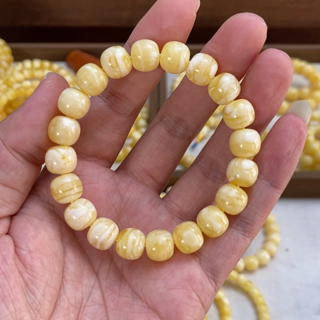 琥珀未镶嵌裸石11.0晨露瓷白花