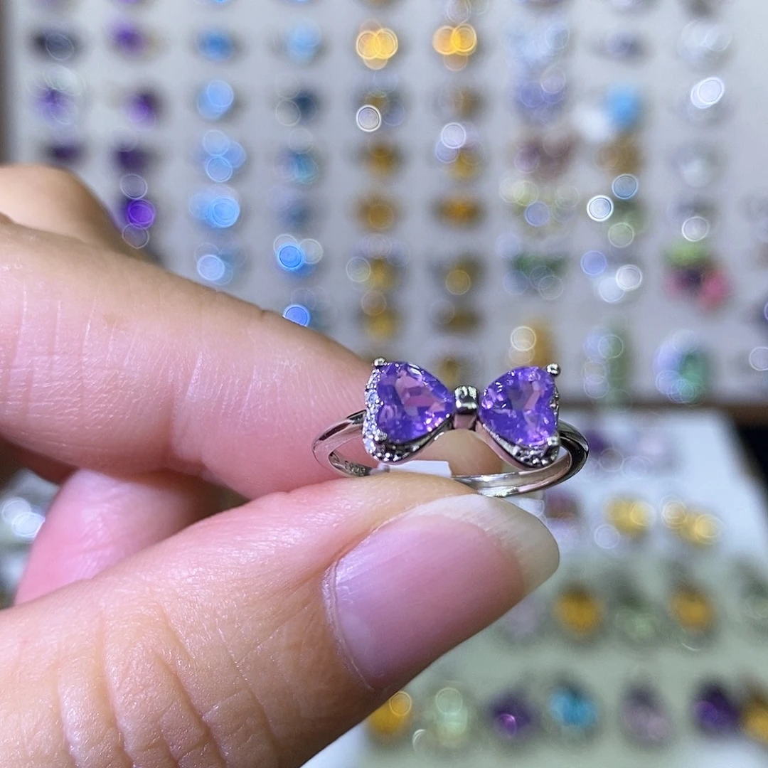 水晶戒指银S925镶嵌紫玉晶需要证书备注