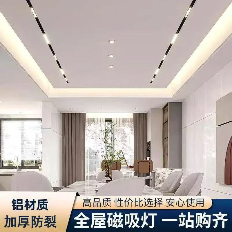 智能磁吸轨道灯预埋嵌入式套餐新款客厅无主灯照明适用米家app
