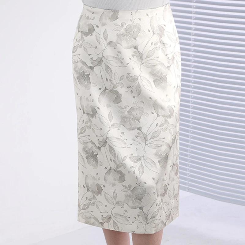 高级感印花半身裙女春夏2025新款气质百搭中长款包臀一步裙EP1175