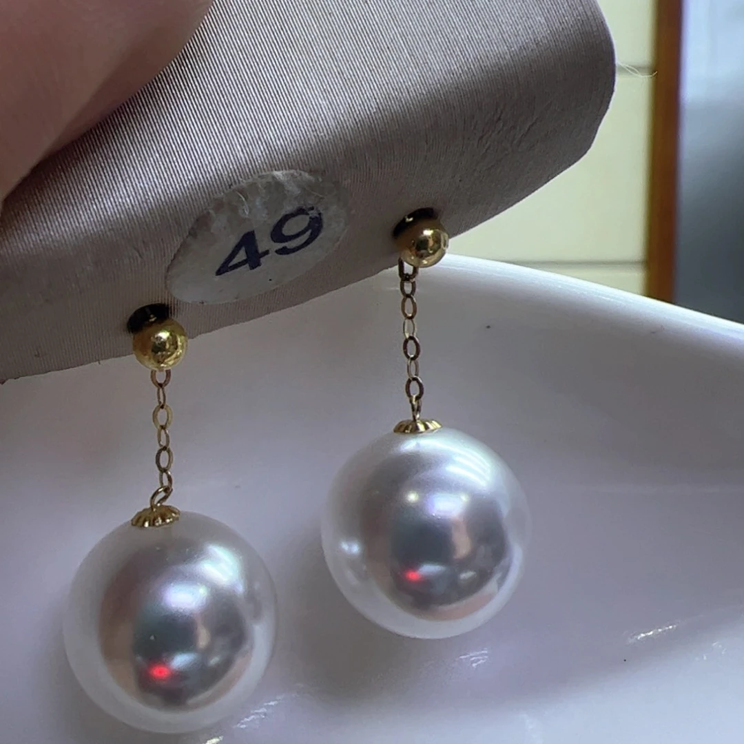 淡水珍珠耳饰18K金镶嵌