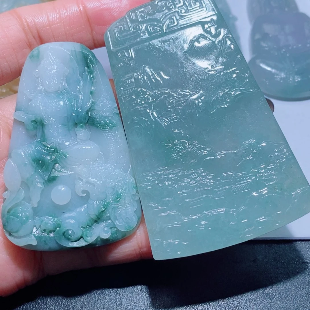 波***@定制翡翠未镶嵌定制毛货翡翠挂件