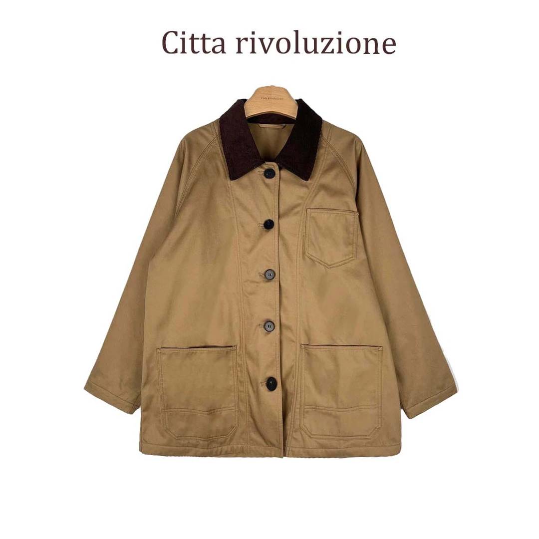 清--|小禾家灯芯绒领|风衣外套160220887