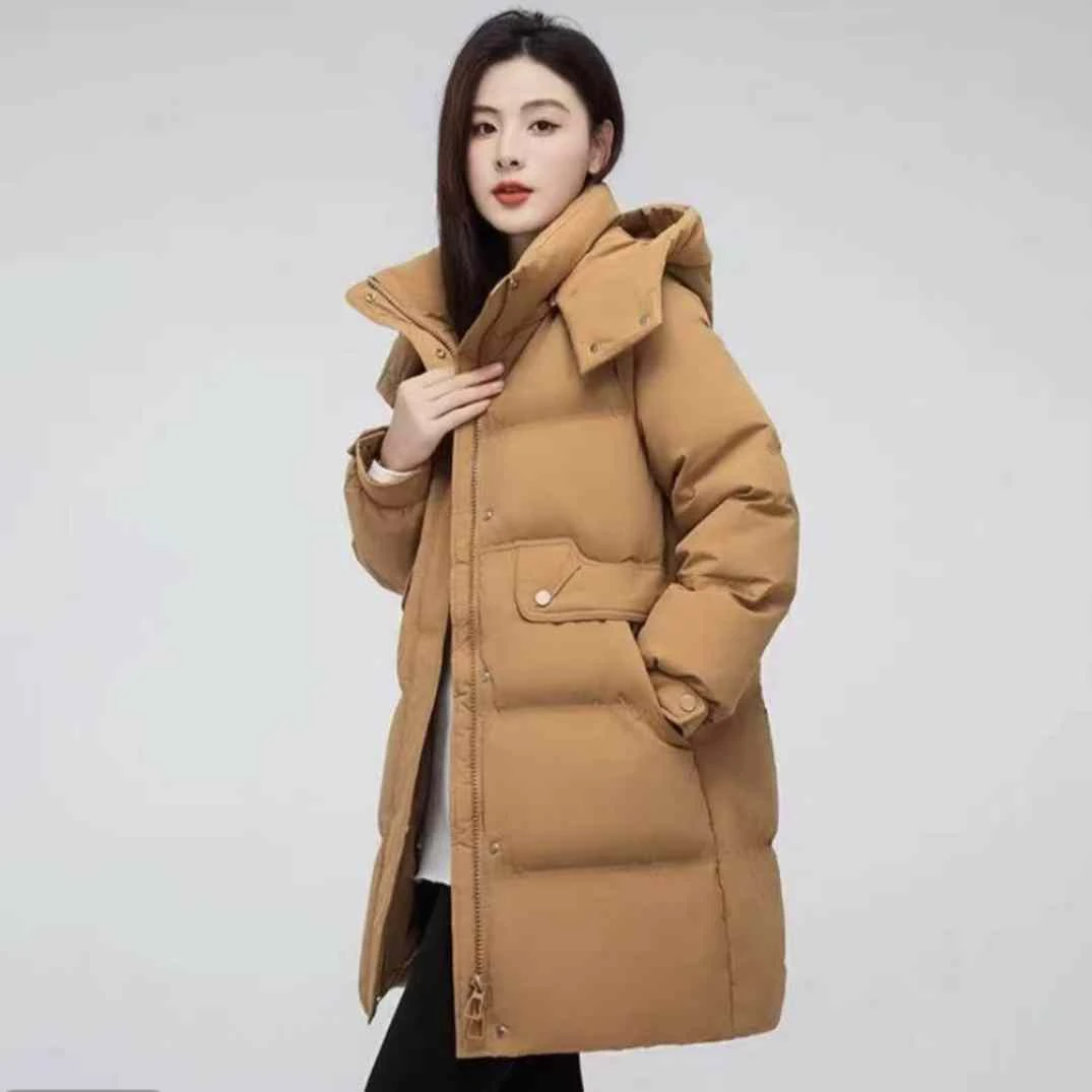 24新款女中长款可拆卸帽休闲加厚棉服
