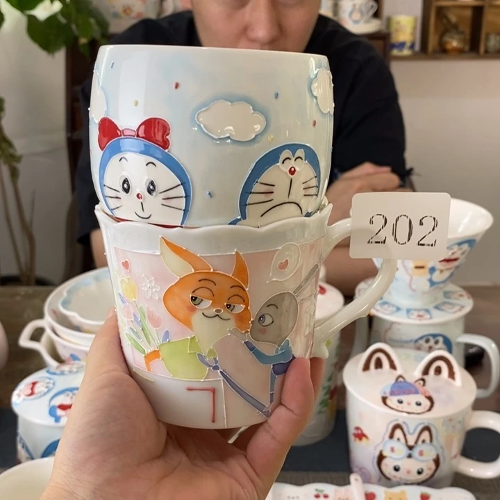 A***行瓷片景德镇釉下彩手绘