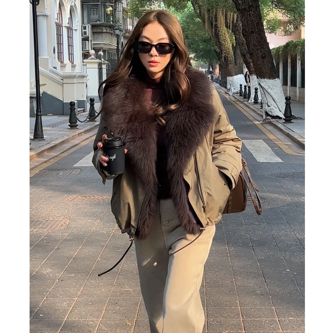 【容雨RYHOME】狐狸毛领高端轻奢毛领可拆卸派克白鹅绒服254YF1499