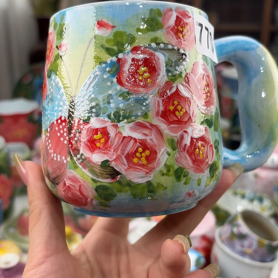 瓷片景德镇手绘高温釉下彩陶瓷茶具