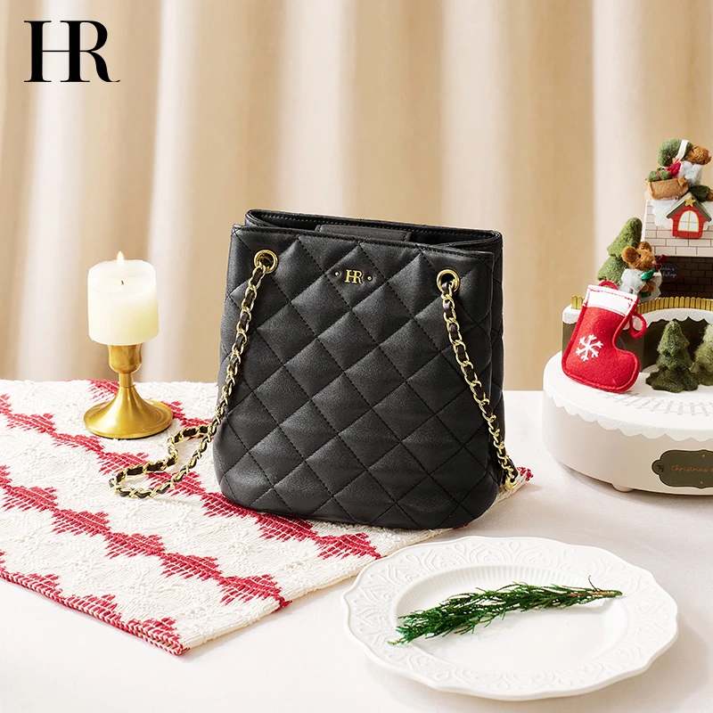 HR赫莲娜女包百搭水桶包时尚菜篮子包单肩包