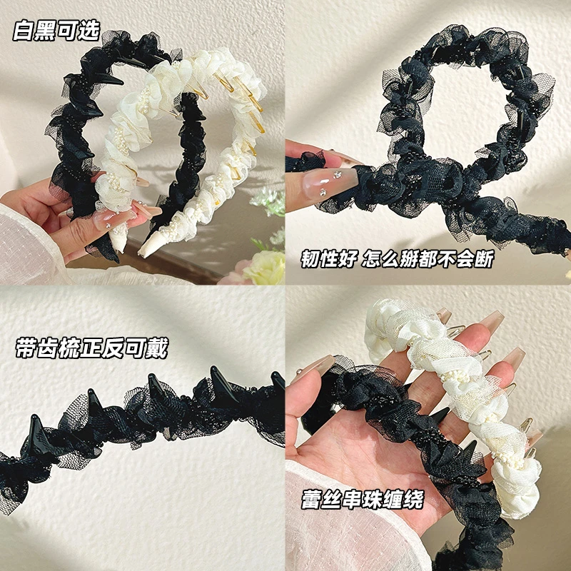 【亏本清仓】日韩超仙气质头箍甜美原创设计复古蕾丝缠绕波浪发箍
