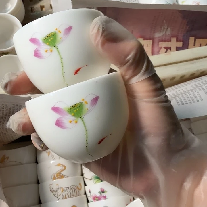 孤品高端羊脂玉系列茶杯两个个一组