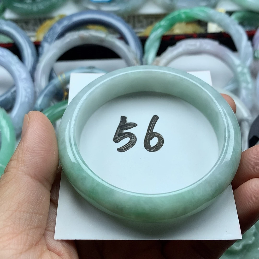翡翠未镶嵌手镯复古风格56.6