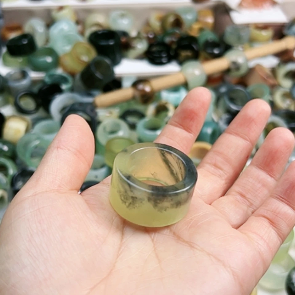 【闪购商品】蛇纹石玉戒指未镶嵌迷***子