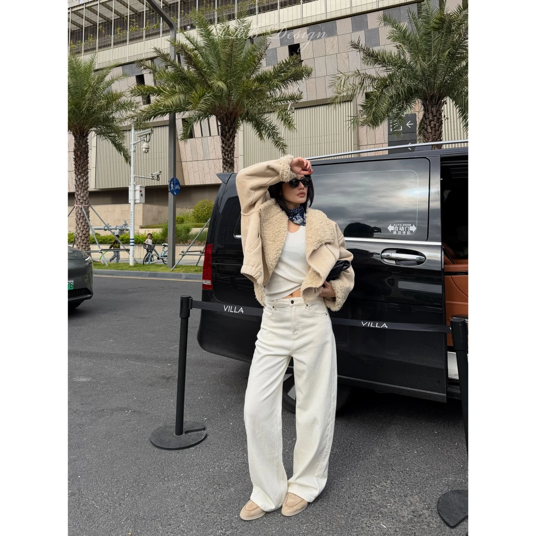 RRB Design加厚自发热德绒锁温复古洗水休闲百搭直筒微弯刀牛仔裤