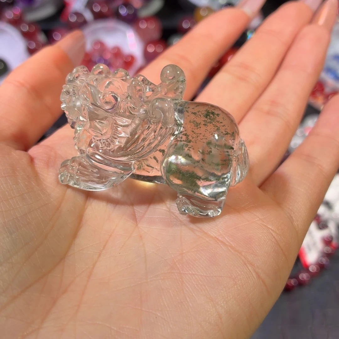 珠宝半成品水晶未镶嵌绿幽灵貔貅