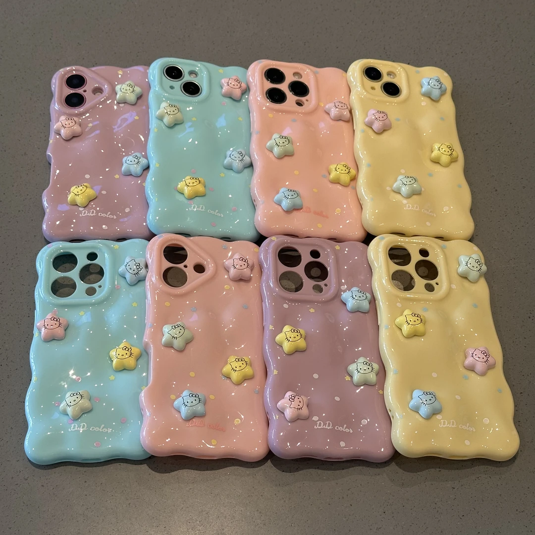 欧克里里立体星星kitty苹果16promax手机壳15/14波浪云朵壳131211
