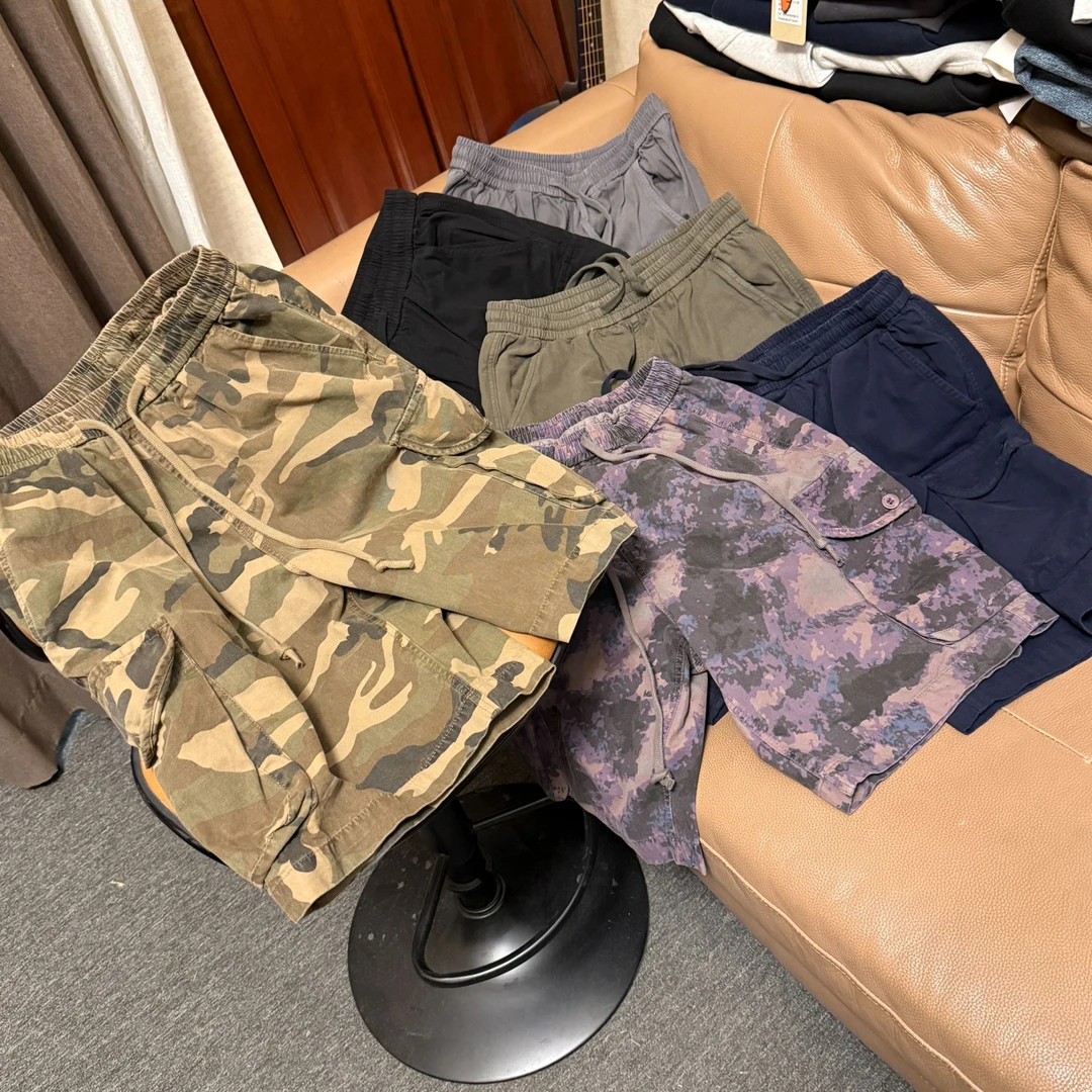 【5035A】男女同款宽松百搭重磅水洗做破工装短裤-HJD