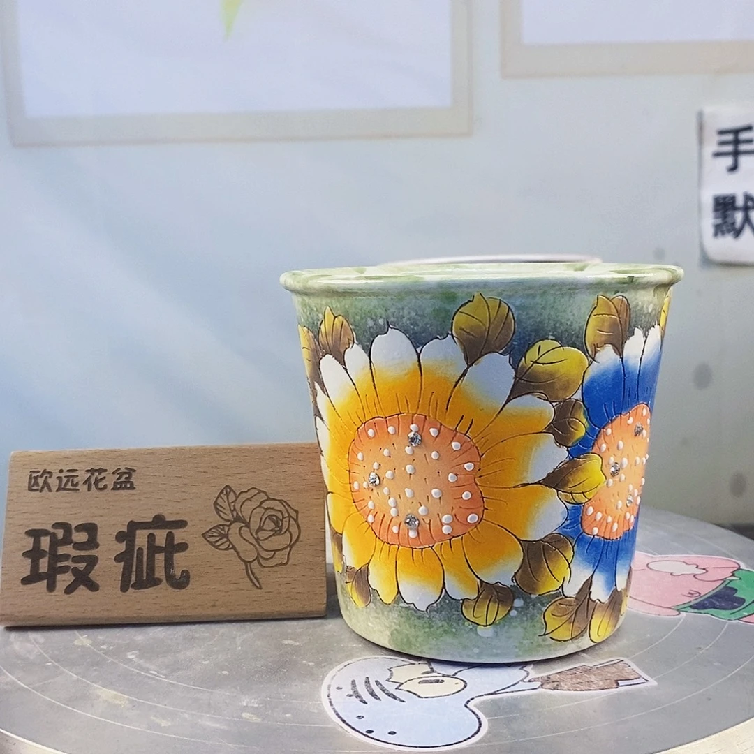 花盆紫砂红陶手绘花盆
