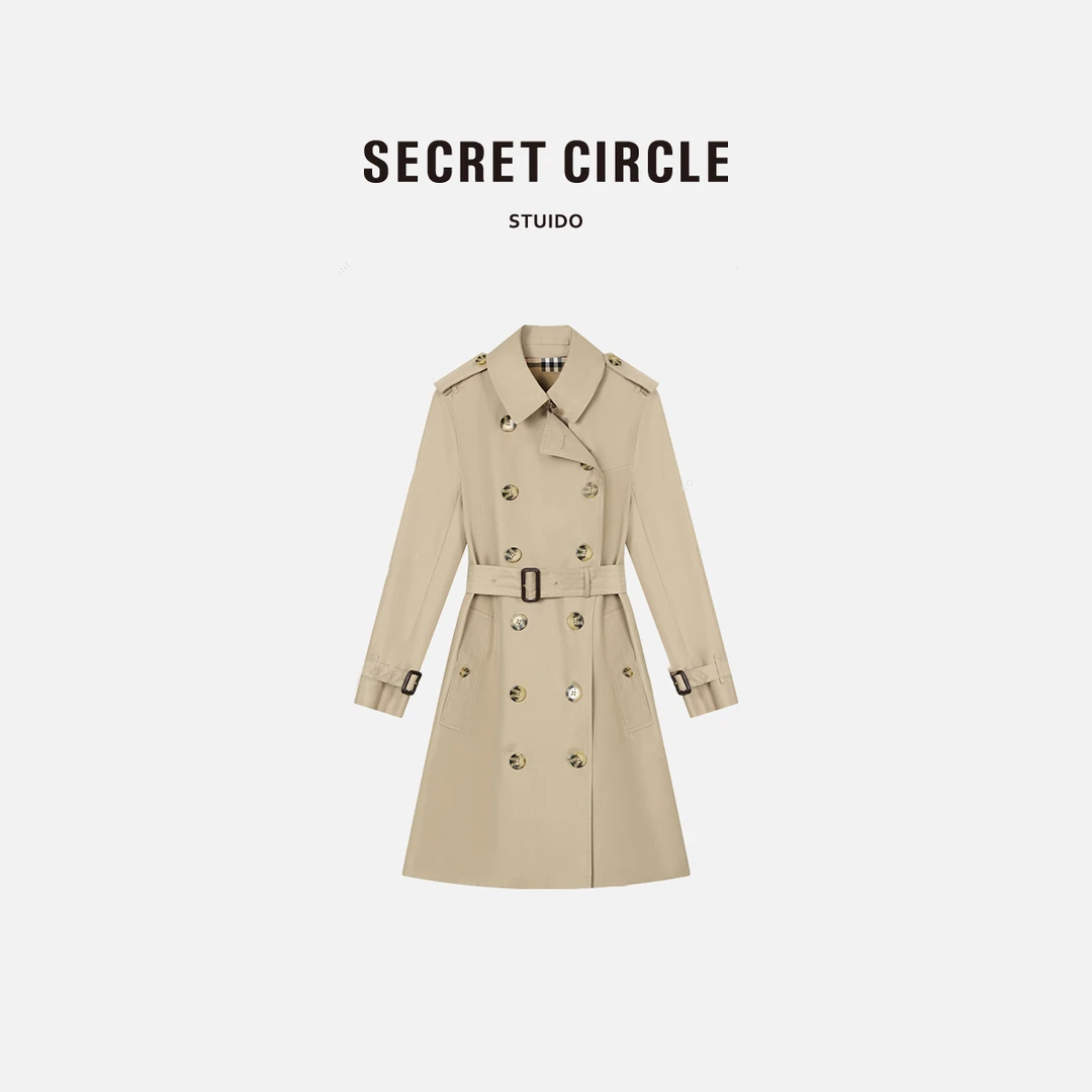 【楚铃专属】 翻领百搭中长款风衣双排扣长袖外套19294