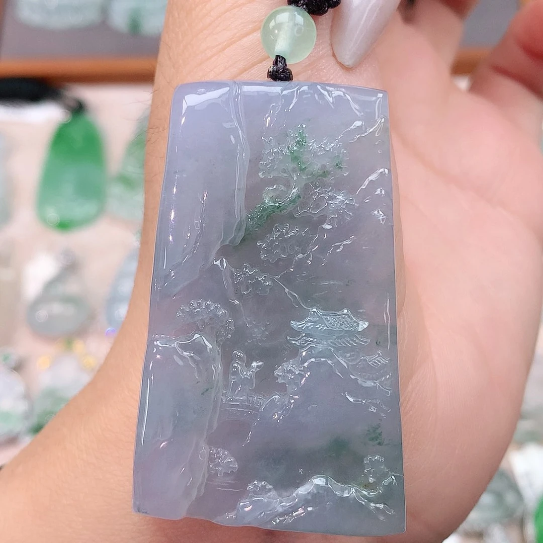 颈饰未镶嵌翡翠山水牌